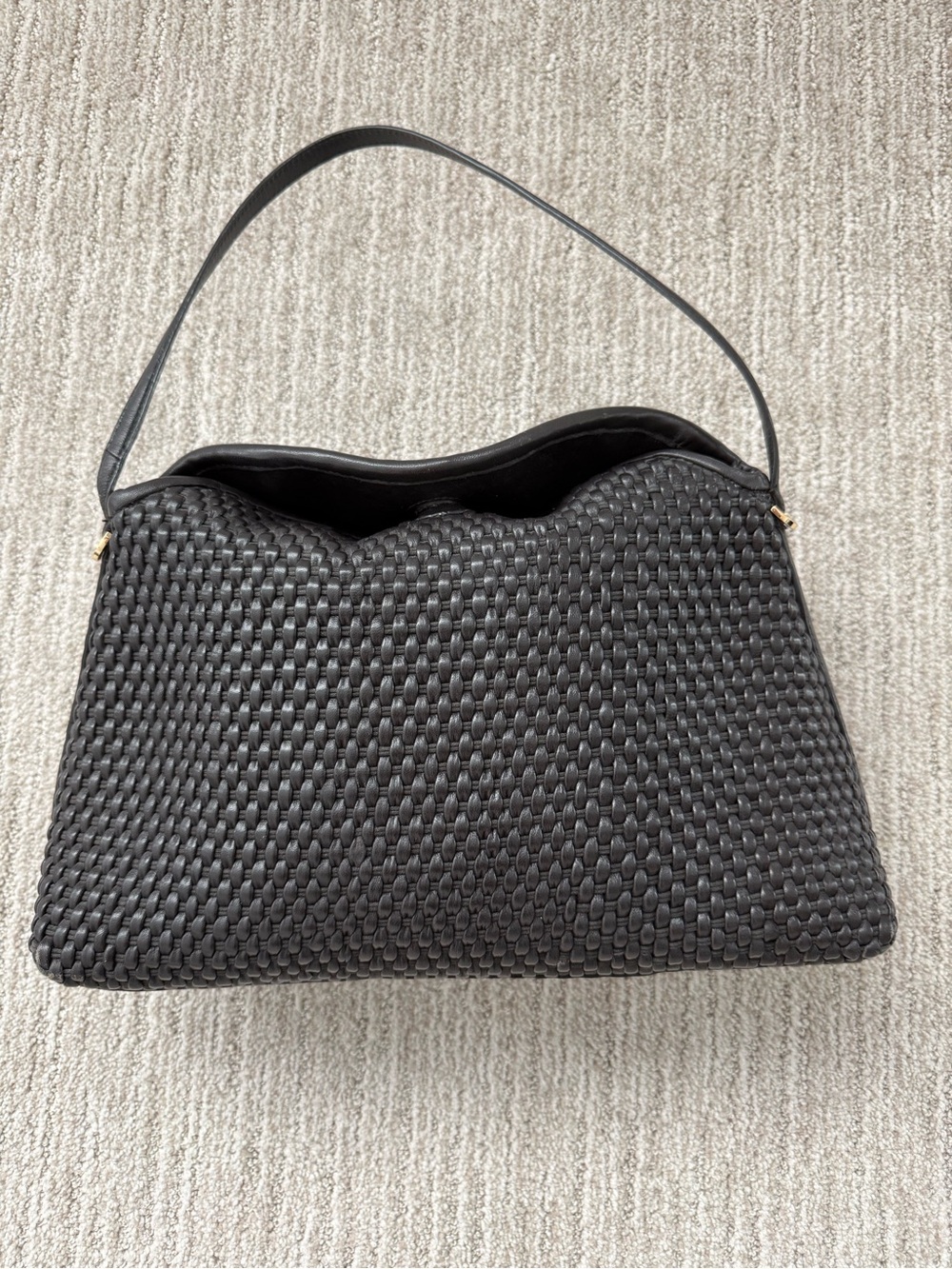 Massimo Dutti Brown Woven Leather Satchel Shoulder Bag.